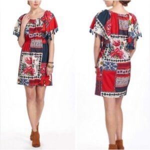 Anthropologie XS dress Vanessa Virginia stunning midi dress with tassels